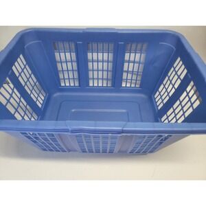 Rubbermaid Blue Plastic Laundry Basket Rectangular Ventilated Hamper 2966